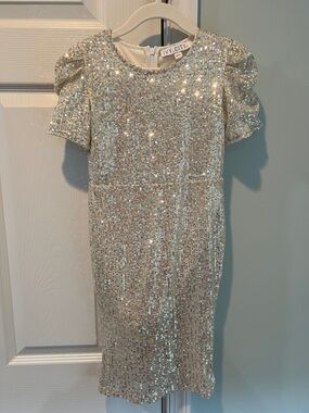 Ivy City Co Girls' Sequin Dress in Gold
